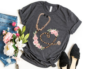 Leopard Nurse Stethoscope Shirt - Nurse Shirt - TheDaveyBoutique