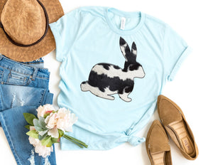 Black and White Cow Print Bunny Shirt - Bunny Easter Shirt - TheDaveyBoutique