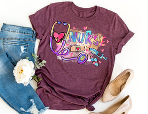 Colorful Nurse Stethoscope Shirt - Valentine Nurse Shirt - TheDaveyBoutique