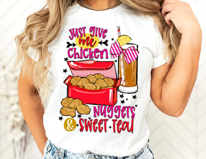 Just Give me Chicken Nuggets and Sweet Tea Shirt - Funny Mom Shirt - TheDaveyBoutique - Chicken Nugget Shirt
