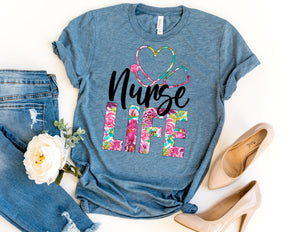Nurse Life Pink Floral Stethoscope Shirt - Nurse Shirt - TheDaveyBoutique