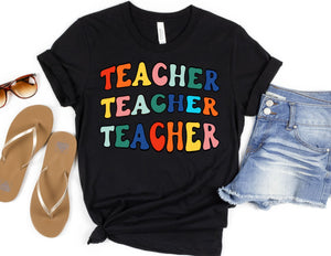 Colorful Stacked Teacher Shirt - Teacher Shirt - TheDaveyBoutique