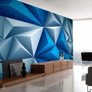 Custom 3D Blue Geometric Space Wallpaper - Mad Fly Essentials