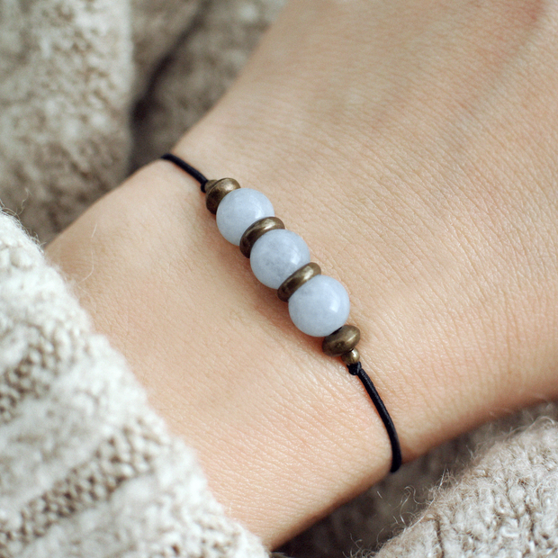 Sterling Silver Rough Aqua Marine Stone Bracelet | Reeves & Reeves