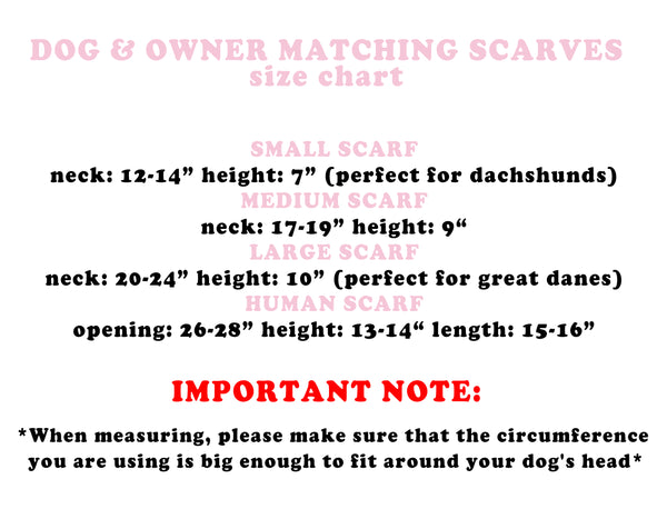 dog scarf size chart