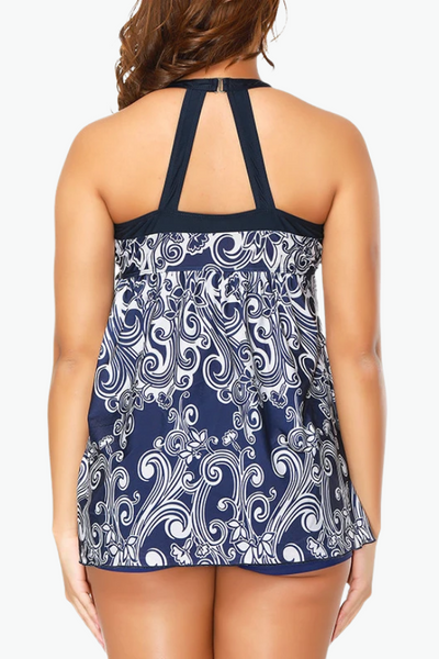 Blue Floral A-Line Two Piece Tankini Plus Size Swimsuit – Curvy Waves