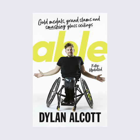 A flat image of Dylan Alcott's book "Able" on a grey background from EveryHuman.