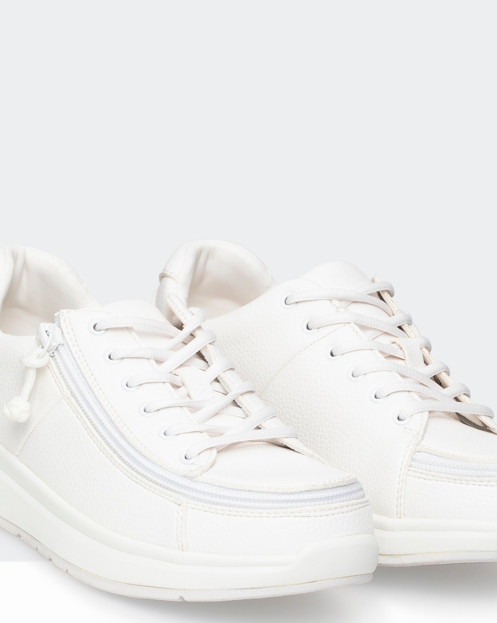 wide white leather sneakers
