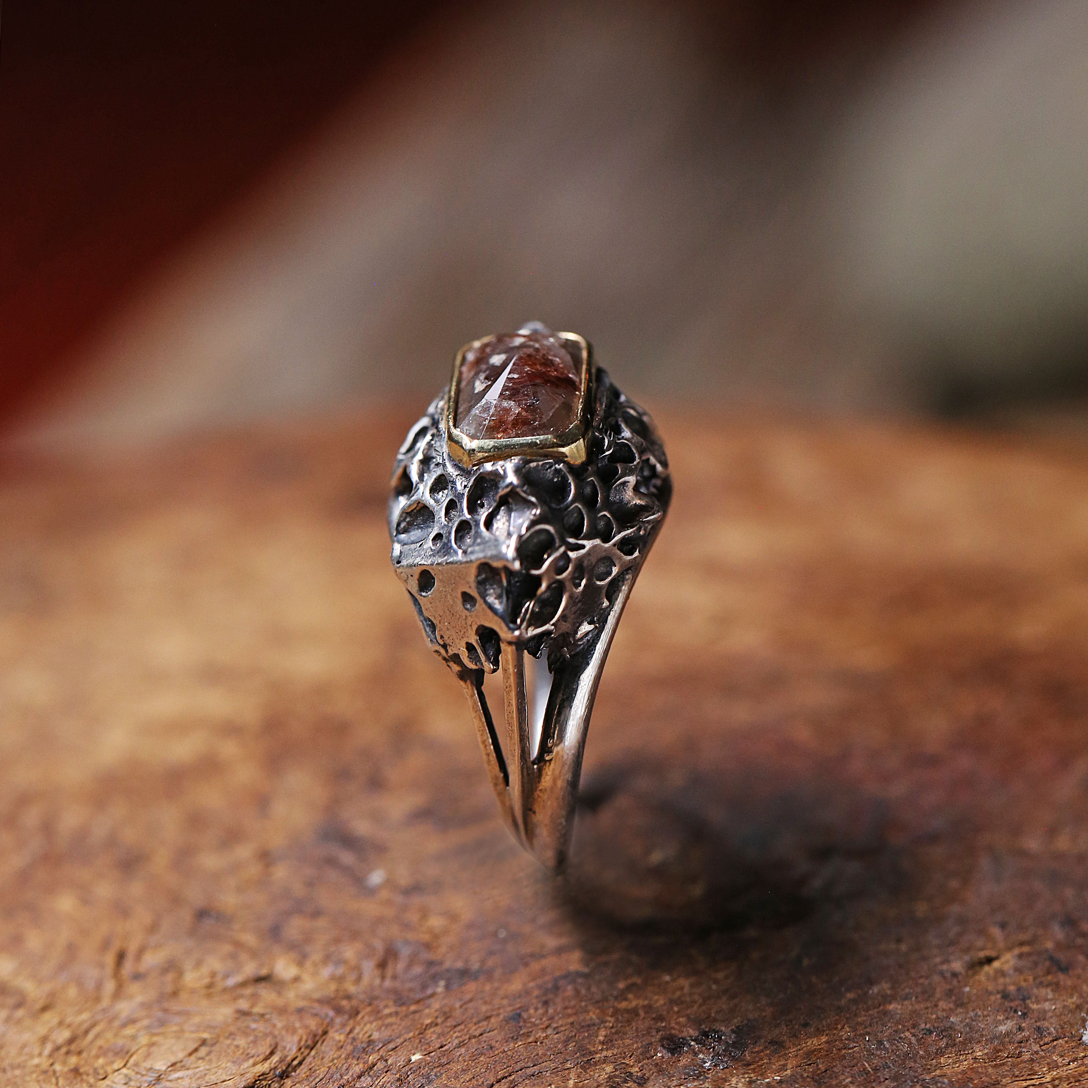 Diamond and Pinecone Slice Ring