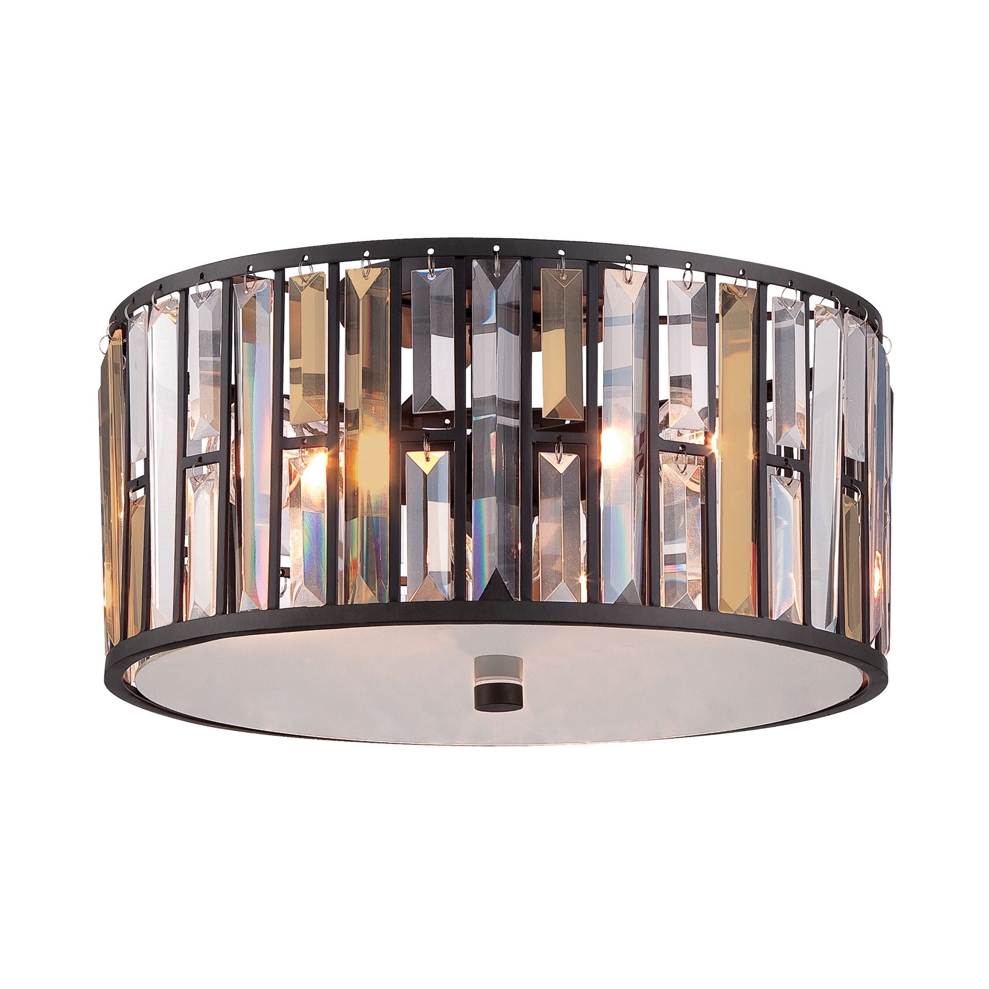 ePlafoniera - Lampa sufitowa Gemma  ze szkłem kryształowym - Hinkley 42cm (vintage brąz, bursztyn, kryształy, 3xE27)