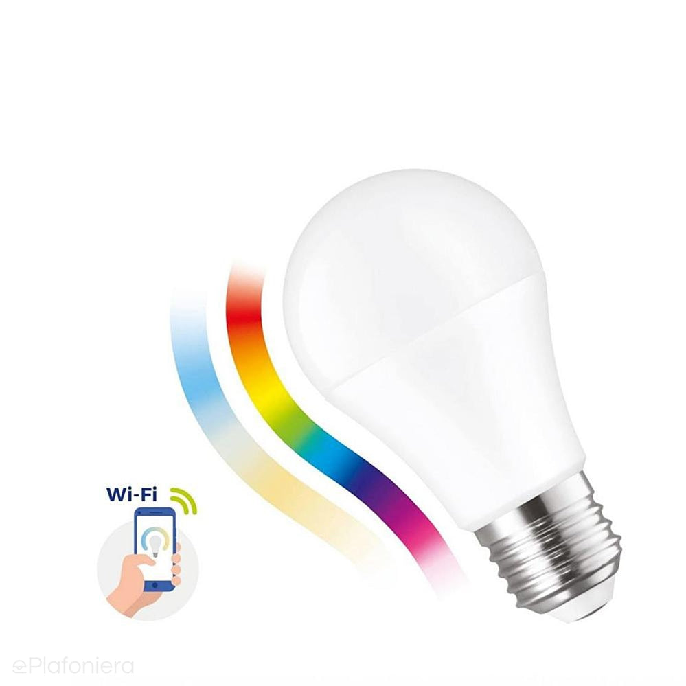 ePlafoniera - Розумна WiFi лампа, диммована, LED E27 (A60, 9W=62W) (850lm, 3000K-6500K, RGB+CCT) WOJSMA0005