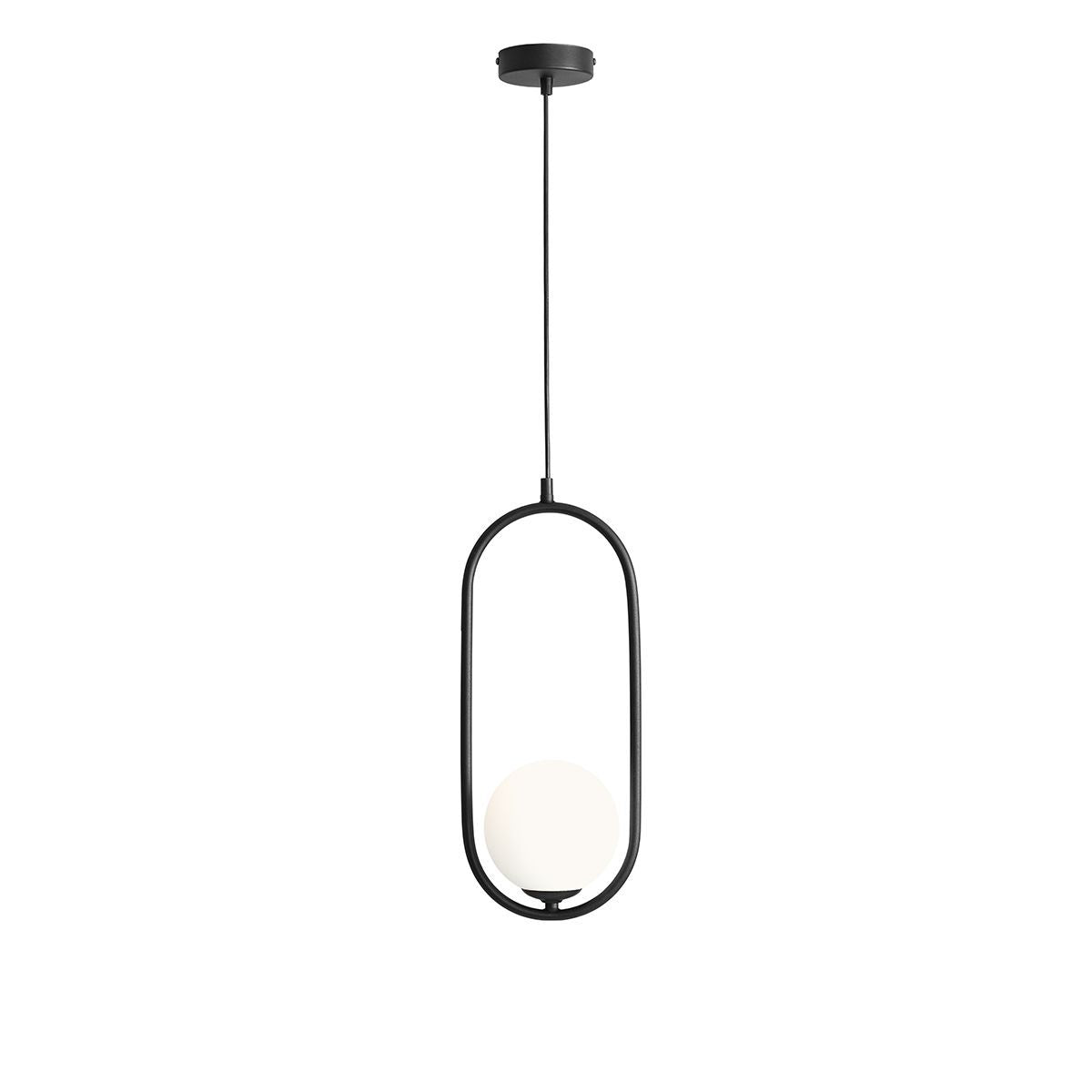 ePlafoniera - Чорний світильник - біла куля 14см, підвісний для спальні вітальні (E14) Aldex (Riva) 1086G1