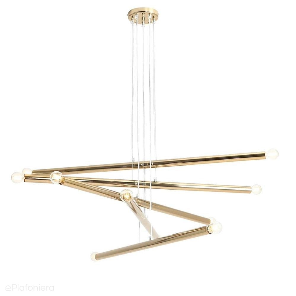 ePlafoniera - Żyrandol do salonu, biura - złota lampa wisząca rurki (10xE14) Aldex (tubo) 1072M30