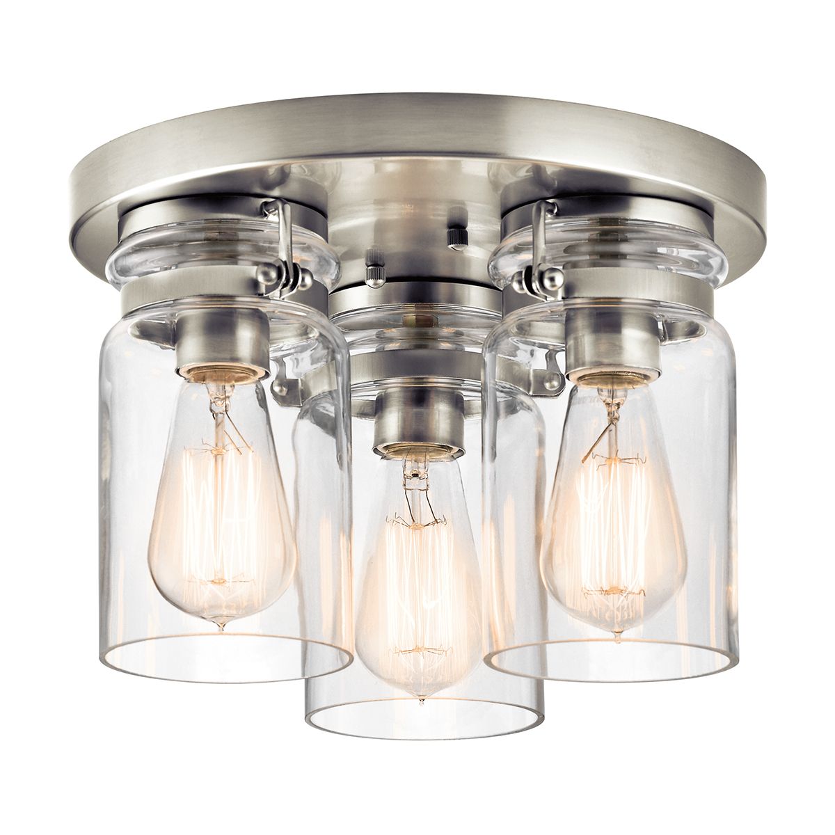 ePlafoniera - Стельовий світильник зі скляним абажуром (нікель), стельовий світильник для кухні, вітальні, 1xE27, Kichler (Brinley)