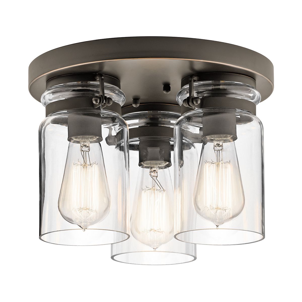 ePlafoniera - Стельовий світильник зі скляним абажуром (стара бронза), стельовий світильник для кухні, вітальні, 1xE27, Kichler (Brinley)