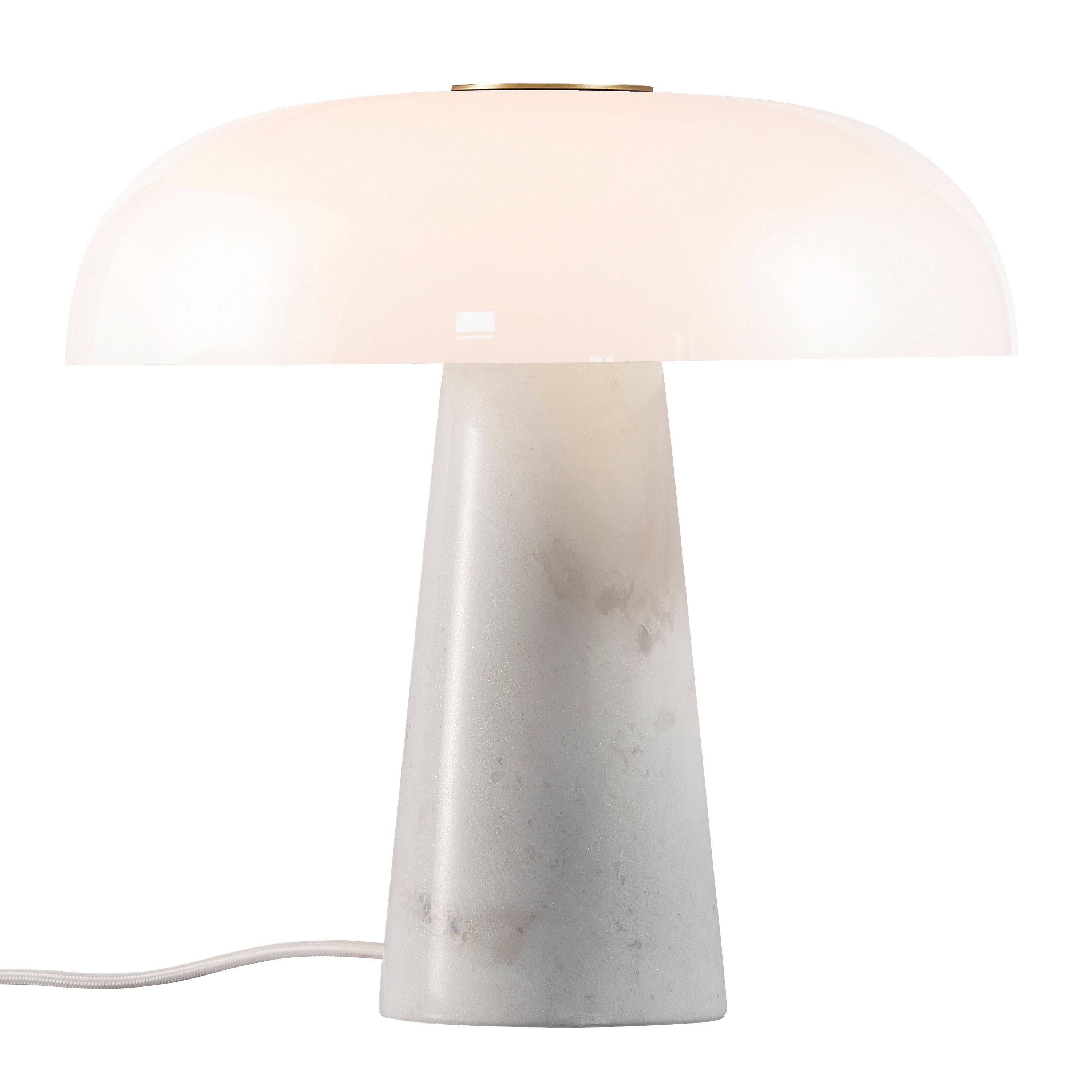 ePlafoniera - Glossy | Marmurowa biała lampa stołowa z włącznikiem i szklanym kloszem  | Design For The People