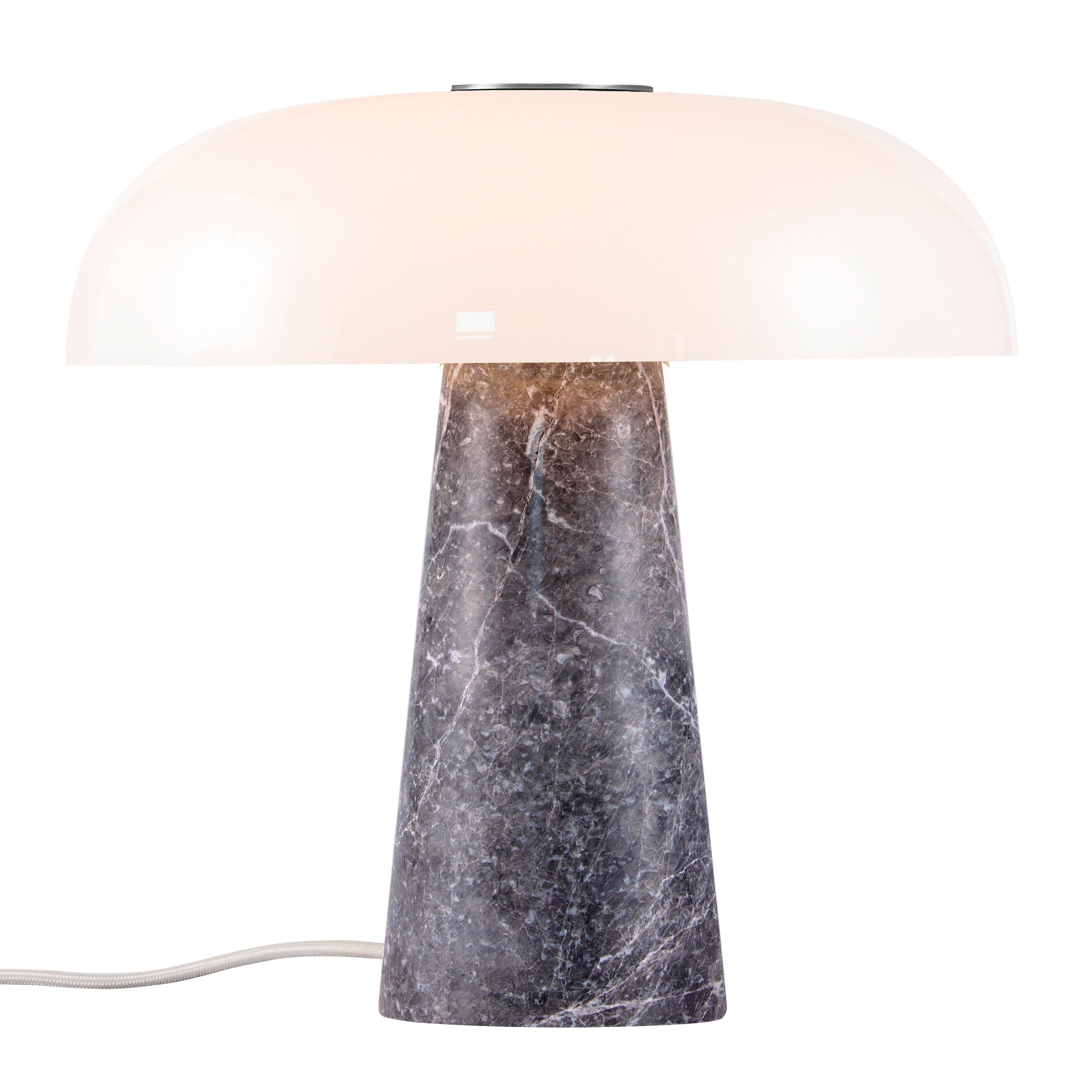 ePlafoniera - Glossy | Marmurowa szara lampa stołowa z włącznikiem i szklanym kloszem | Design For The People