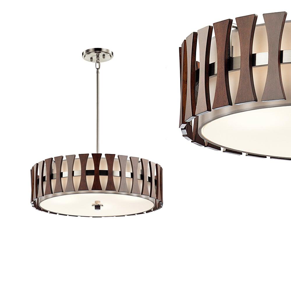 ePlafoniera - Nowoczesna lampa wisząca 60cm (abażur - drewno) do salonu sypialni kuchni (4xE27) Kichler (Cirus)