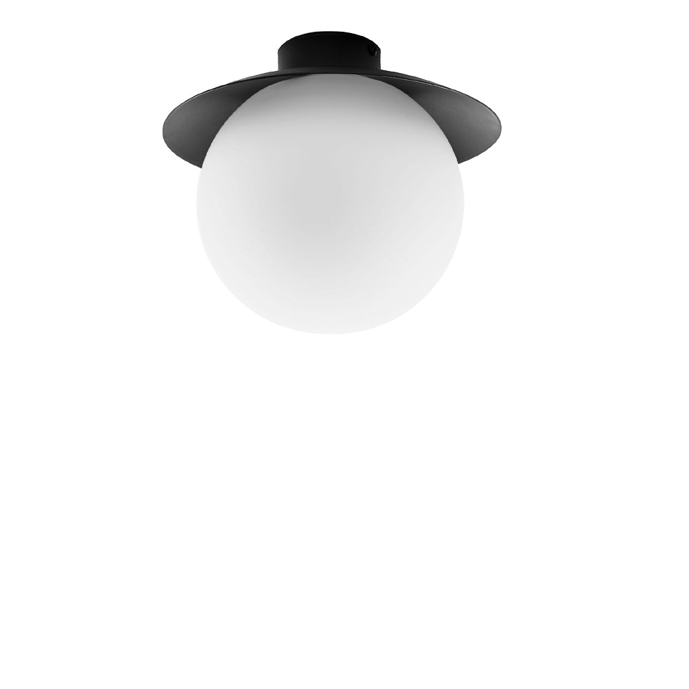 ePlafoniera - Biała kula 20cm -czarna lampa sufitowa (1xE27) do salonu sypialni kuchni łazienki, Ummo (Kuul C)