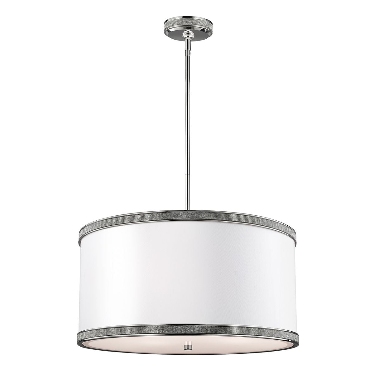 ePlafoniera - Lampa wisząca 50cm - abażur (nikiel, jedwab) do salonu sypialni kuchni (3xE27) Feiss (Pave)