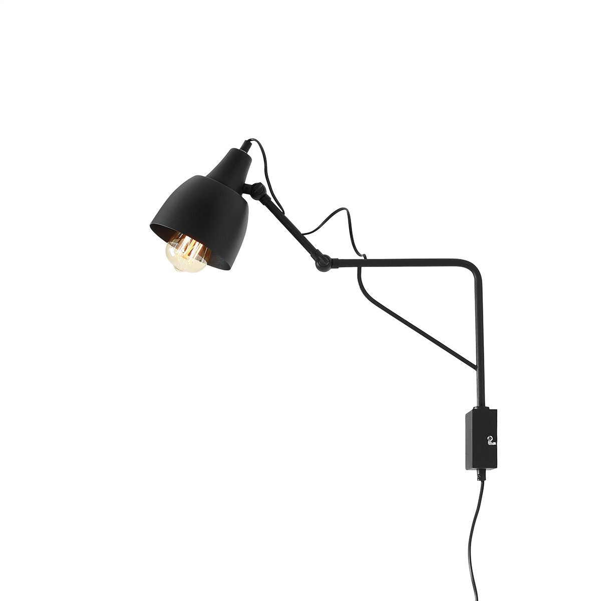 ePlafoniera - Регульована, чорна настінна лампа Soho з вимикачем - Aldex (50 см)