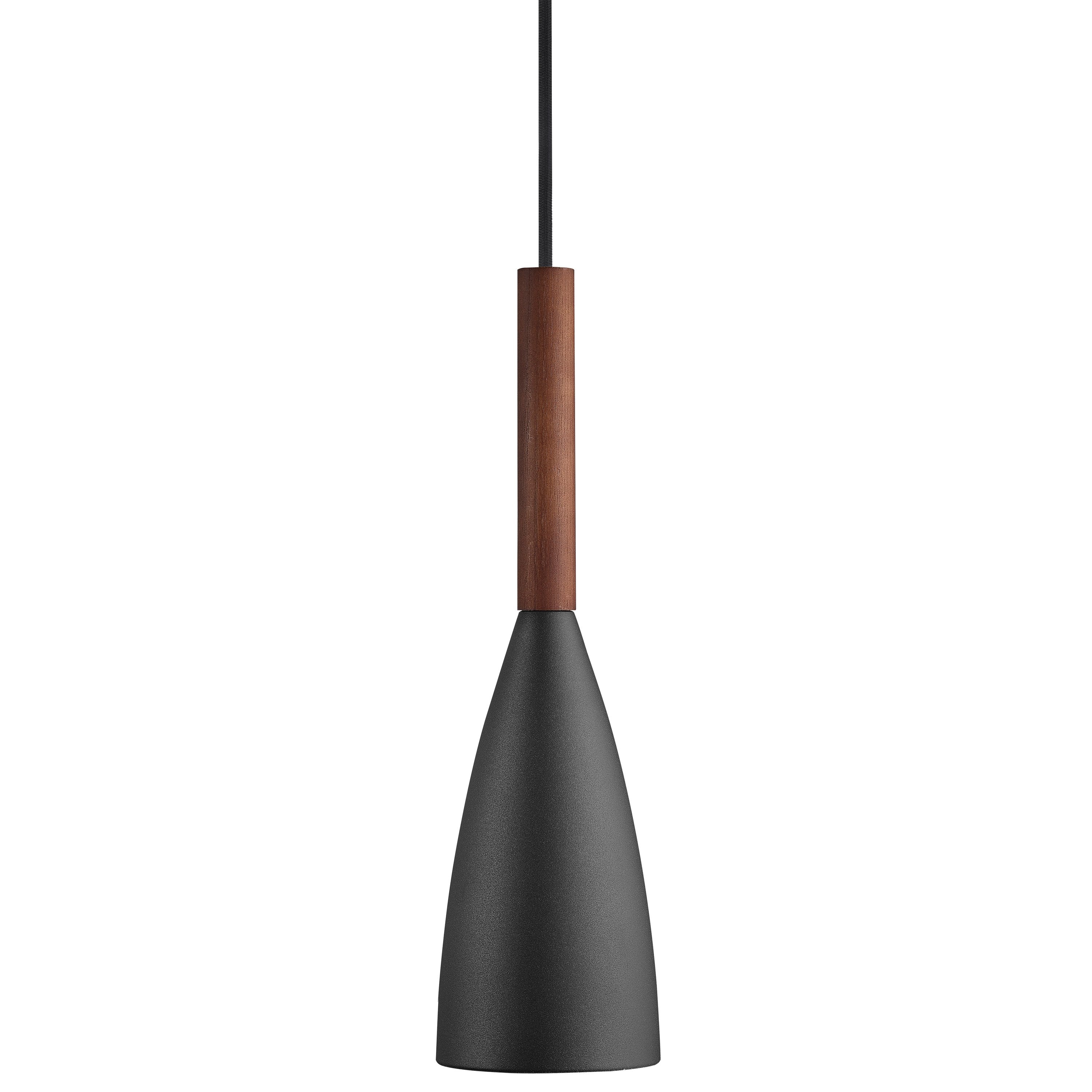 ePlafoniera - Pure | Lampa wisząca w stylu nordyckim z olejowanym orzechem włoskim | Czarna/ Biała, Design For The People