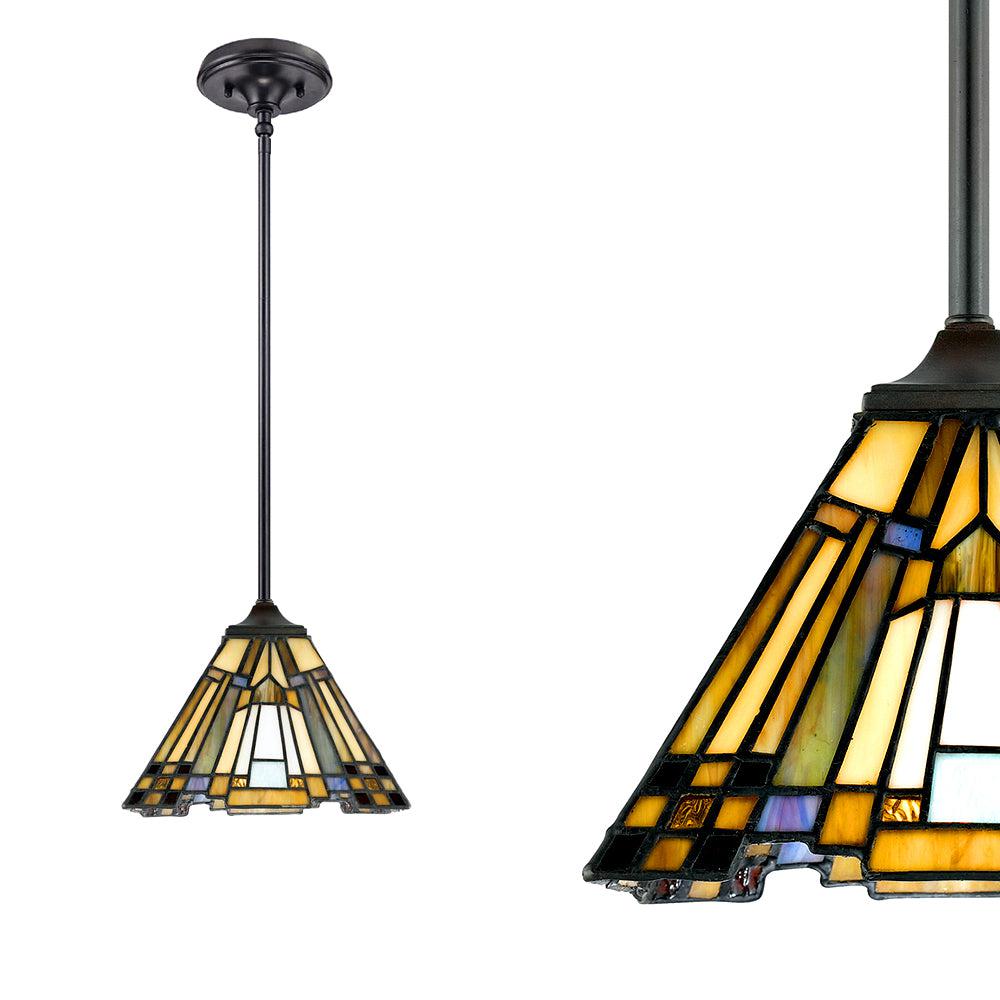 ePlafoniera - Lampa wisząca w stylu Tiffany 20x20cm, Inglenook (metal, szkło witrażowe) (1xE27) Quoizel