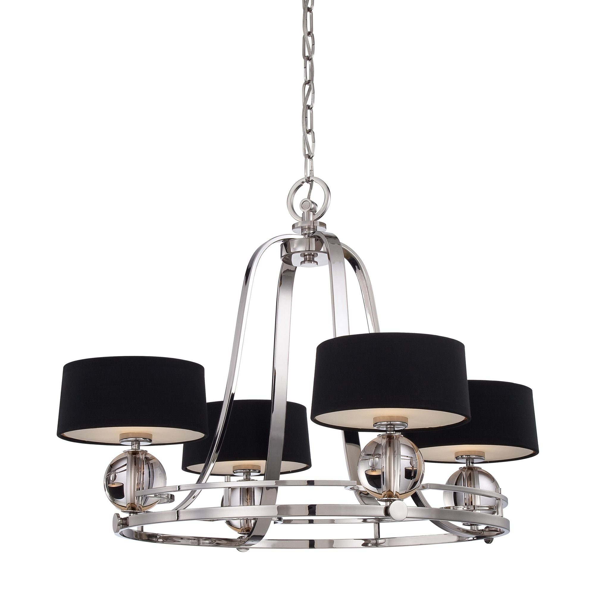 ePlafoniera - Lampa wisząca srebrna - czarny abażur  (77cm) żyrandol do salonu sypialni jadalni (G9 4x4W) Quoizel (Gotham)