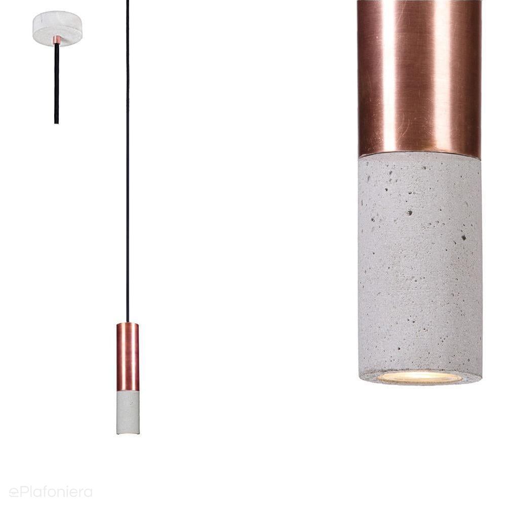 ePlafoniera - Бетонний сучасний світильник - підвісна мідна труба (23/33/53 см), для спальні вітальні (Kalla Copper) Loftlight