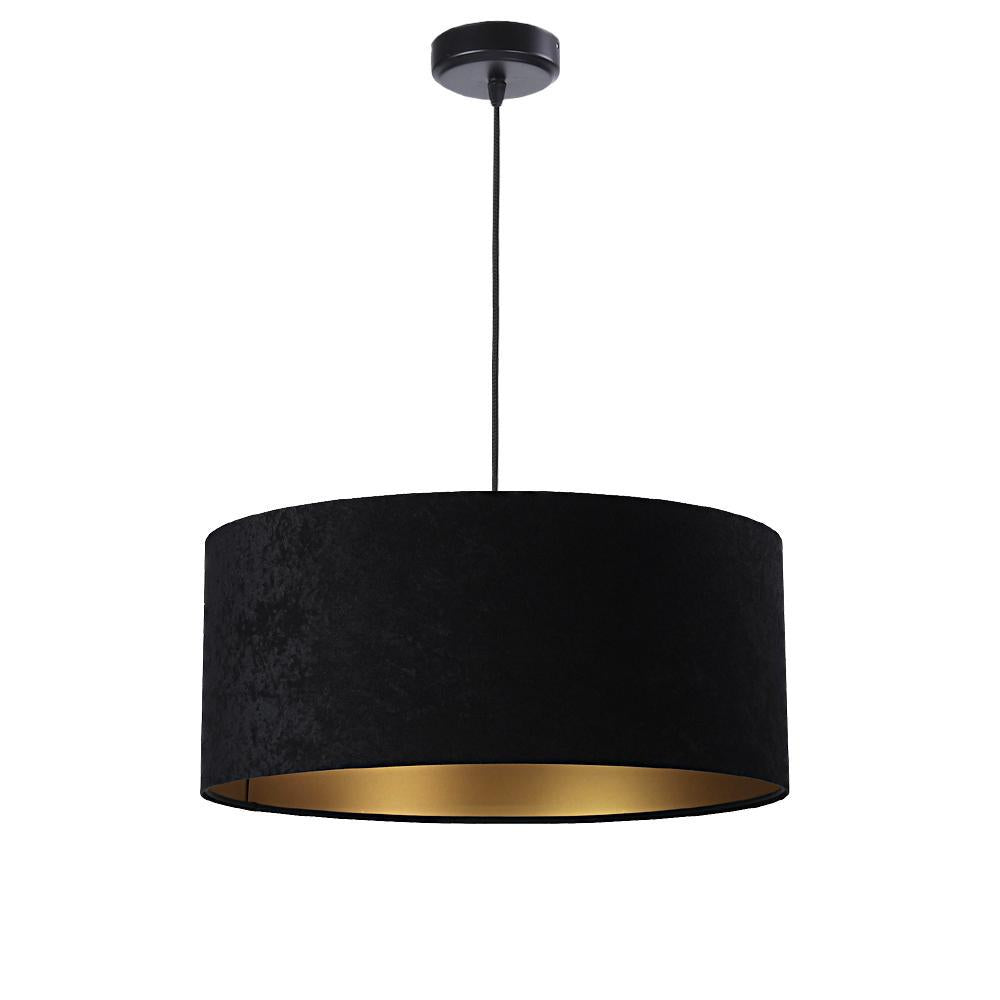 ePlafoniera - Welurowy abażur Gloria - czarna lampa wisząca do salonu, sypialni (kolekcja - Standard, 1xE27) ręcznie robiona