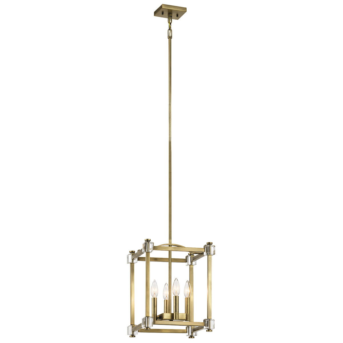 ePlafoniera - Mosiężna lampa wisząca - klatka 30x30cm do salonu kuchni sypialni (4xE14) Kichler (Cayden)