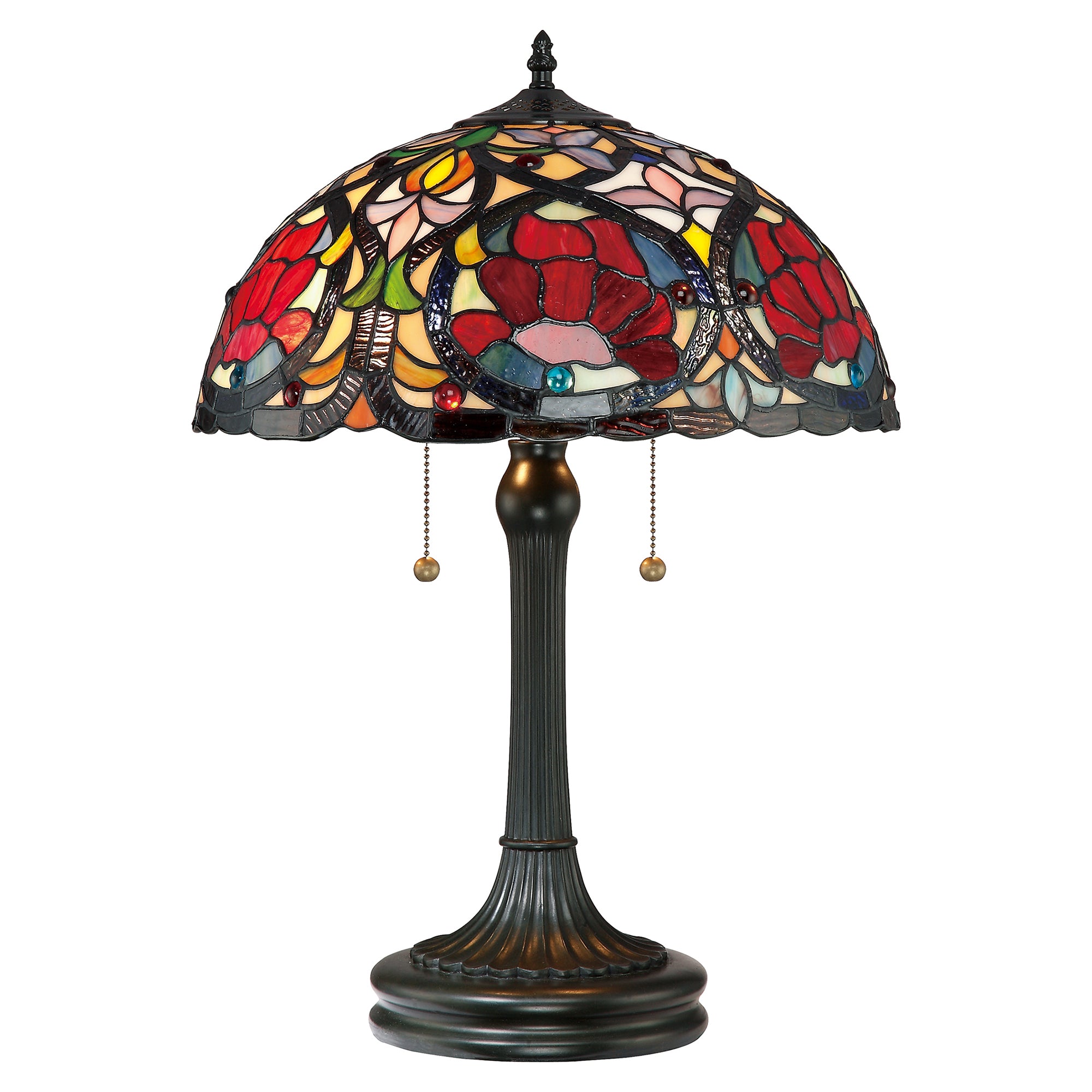 ePlafoniera - Tiffany - lampa stołowa Larissa ze szkłem witrażowym, ręcznie wykonana, Quoizel