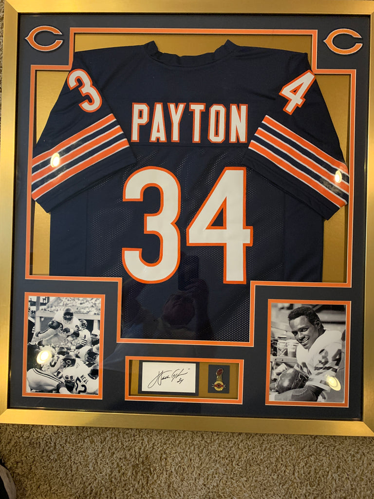 Chicago Bears Walter Payton Autographed Framed White Hall Of Fame Shirt  PSA/DNA #AG04486 - Mill Creek Sports