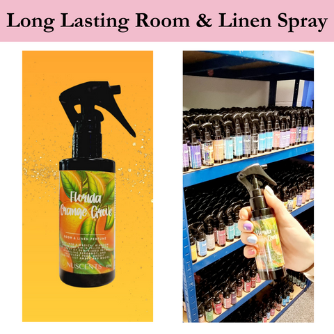 Long lasting room spray, image of room spray stock and single Florida Orange Grove room spray.
