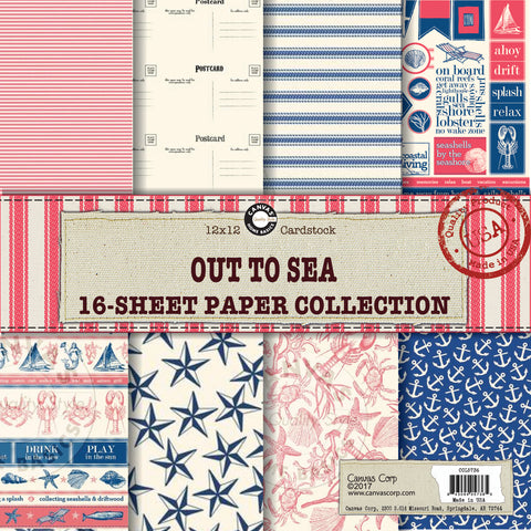 out to sea nautical papers canvas corp coral navy and ivory papers