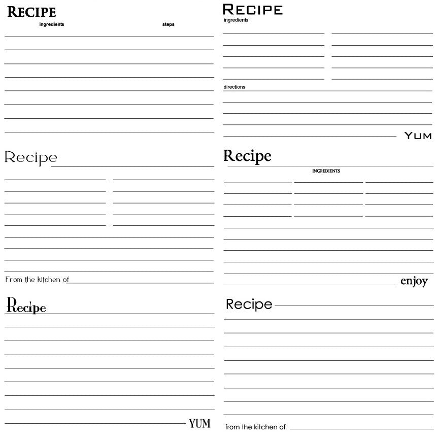 Black and White Recipe Card Paper – Canvas Corp Brands