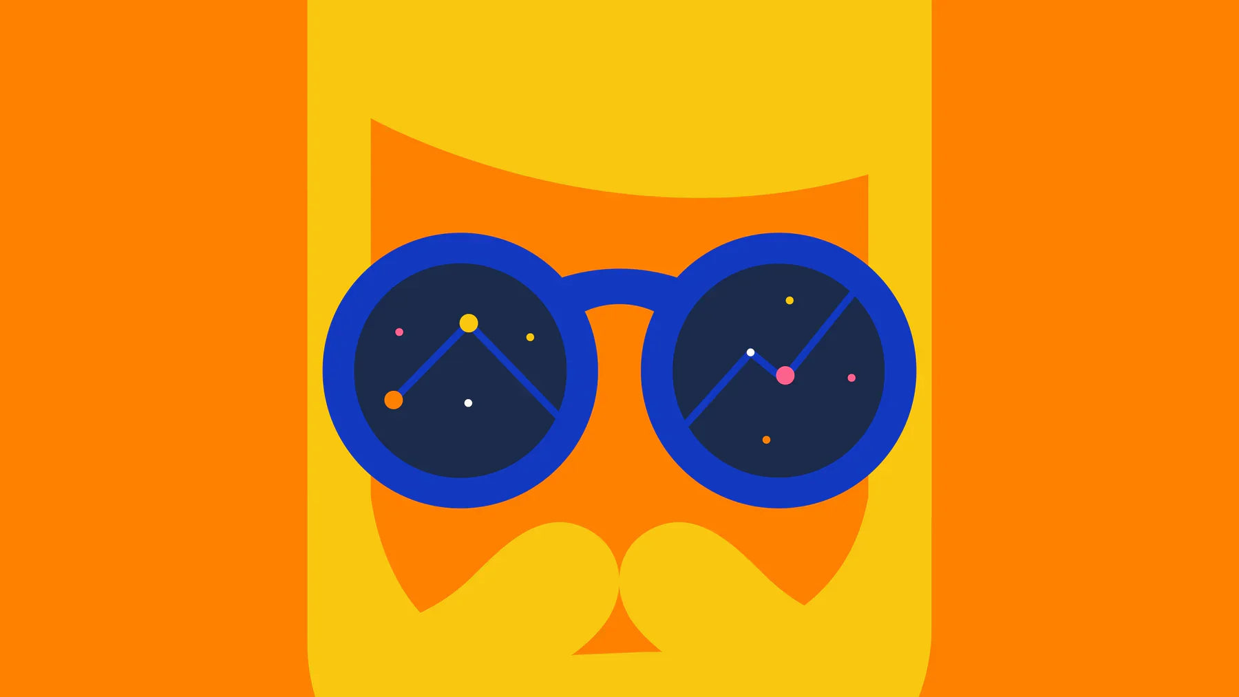 visage minimaliste portant de grosses lunettes où se reflètent des courbes statistiques comme des constellations, illustrant comment augmenter son taux de conversion e-commerce