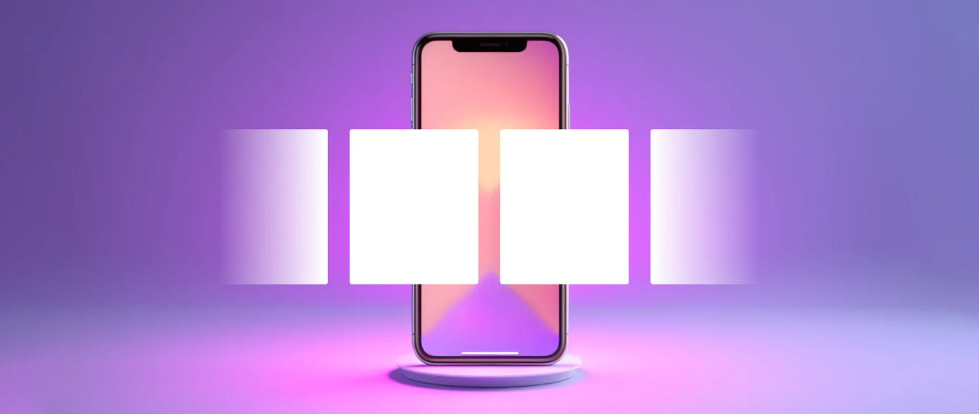 téléphone mobile devant lequel flottent des panneaux blancs pour illustrer un site hébergeur d’images