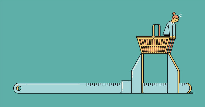 Illustration d'un outil de mesure d'un panier d'achat, montrant comment les indicateurs clés de performance permettent de dimensionner et d'analyser la croissance de l'entreprise.