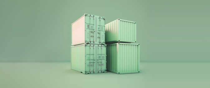 4 cargo shipping containers, 2x2 to represent how to find wholesale suppliers