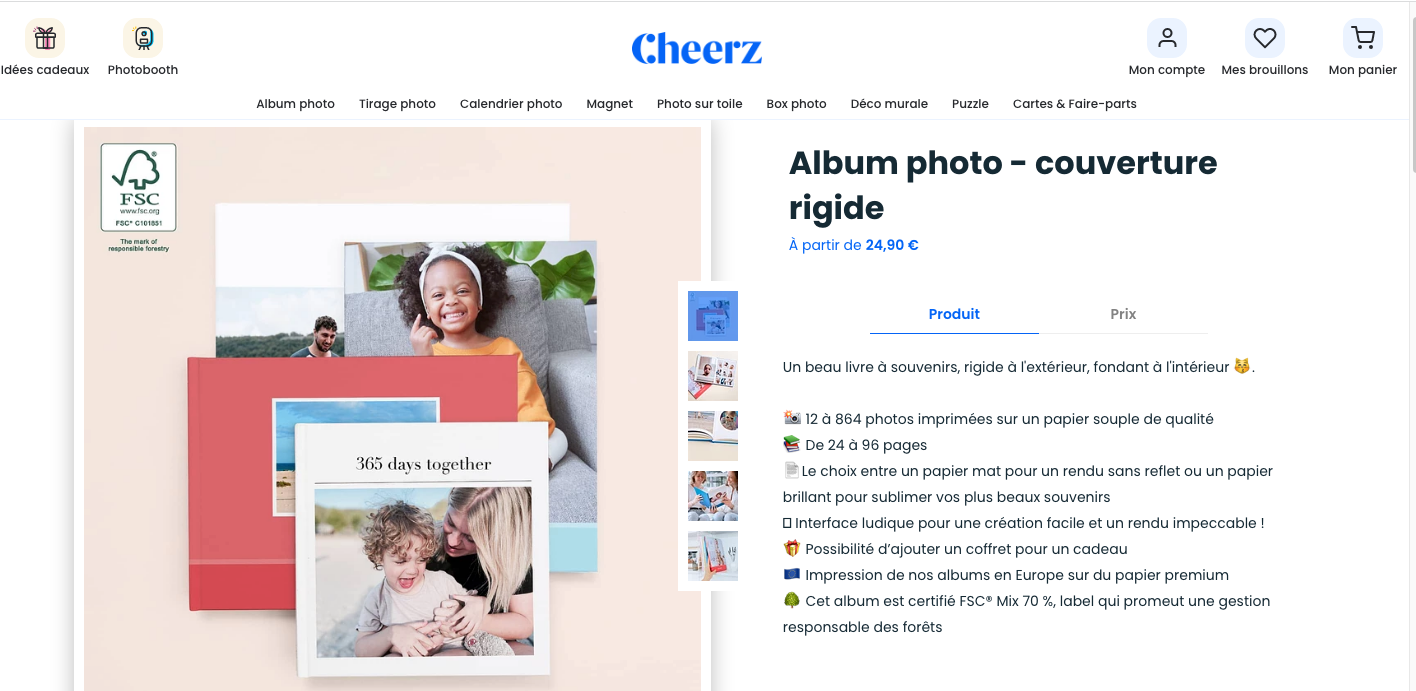 Site d'albums photo Cheerz