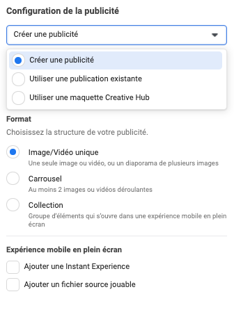 Configuration des publicités sur Instagram