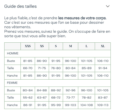 Guide des tailles : créez un tableau des tailles parfait - Shopify France