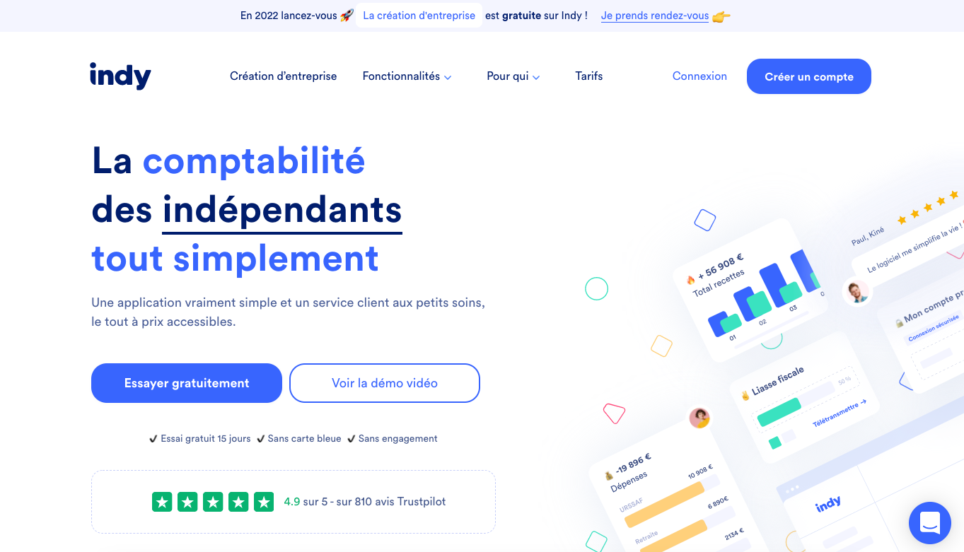 Plateforme de comptabilité Indy 