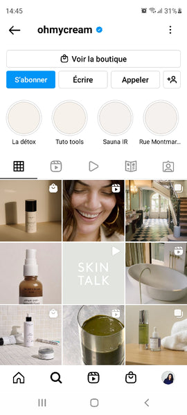 Compte Instagram de la marque Oh My Cream 