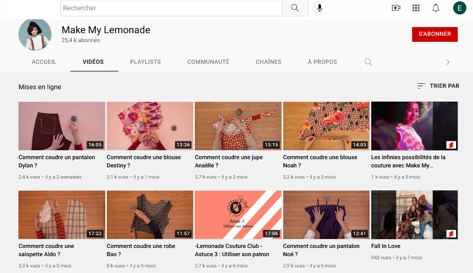 Make My lemonade chaîne YouTube