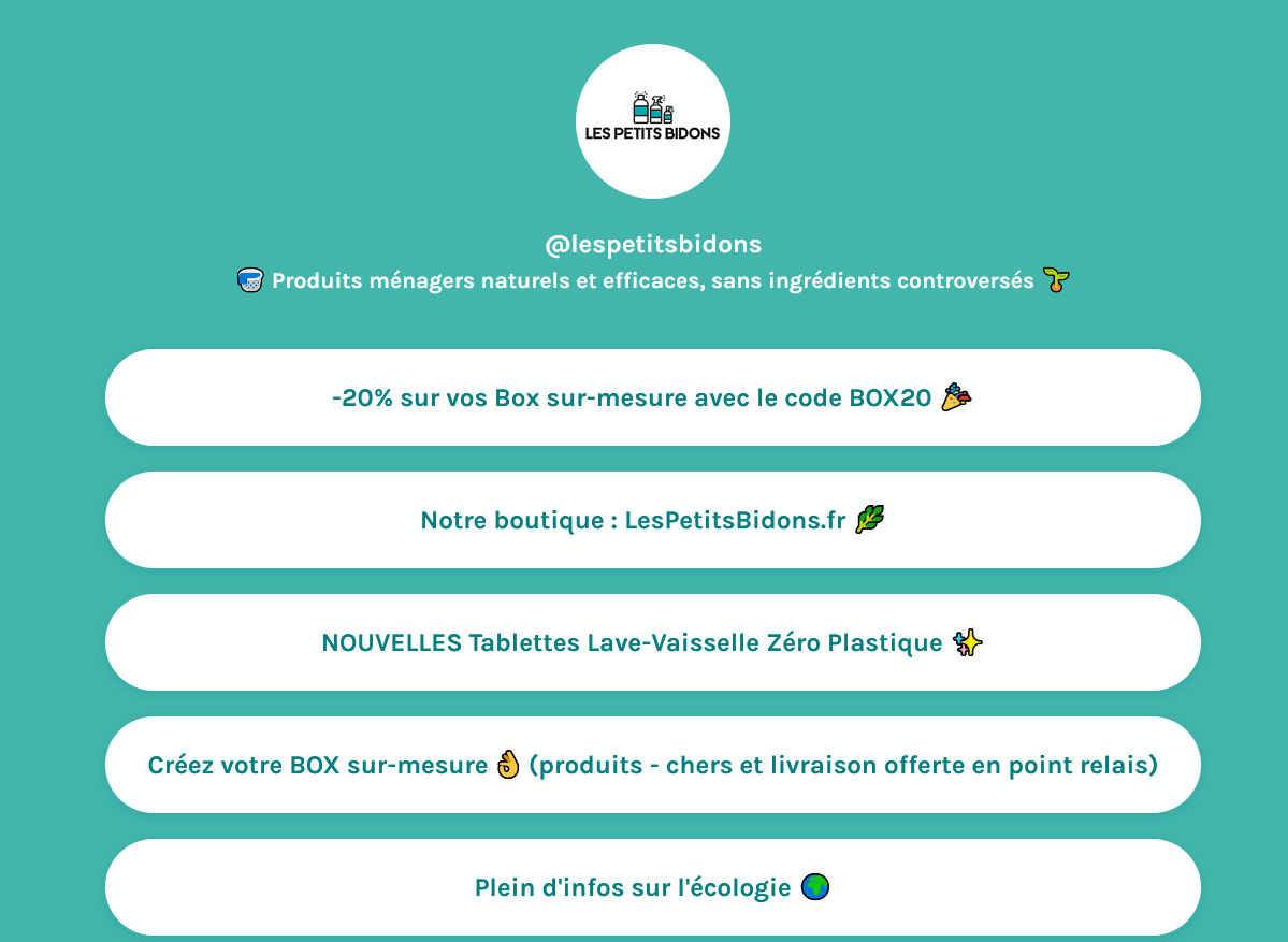 page de curation Les Petits Bidons