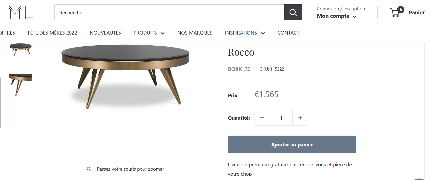 page de vente Meuble Luxe