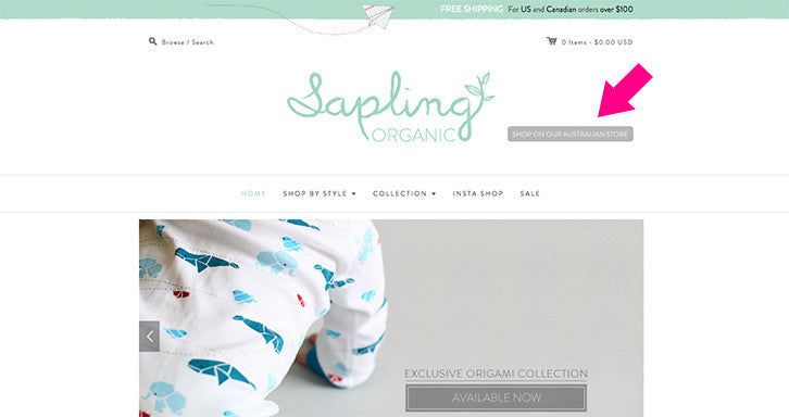 Sapling-Child_site e-commerce_page d'accueil