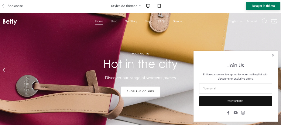 Thème Showcase Shopify